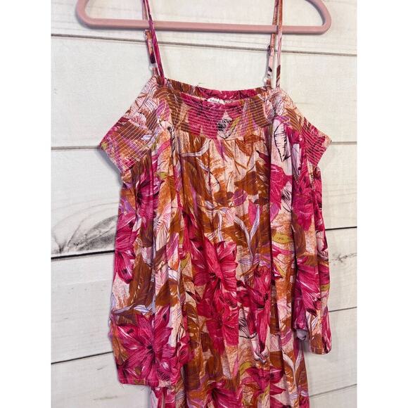 La Tascana Dress Off Shoulder Adjustable Straps SIze 10 Pink Floral - Picture 8 of 8